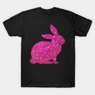 Hot Pink Faux Glitter Easter Bunny T-Shirt